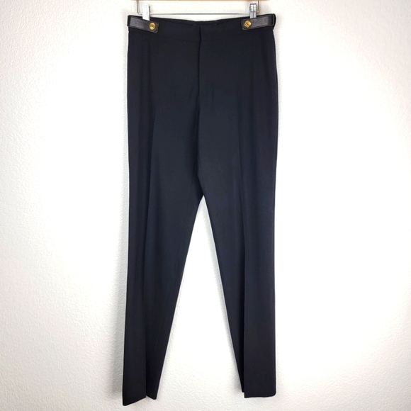 Gucci Gold Button Wool Slack Pants Black 44/8 - Picture 1 of 10